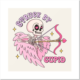 Struck By Cupid Skeleton Valentines Day Posters and Art